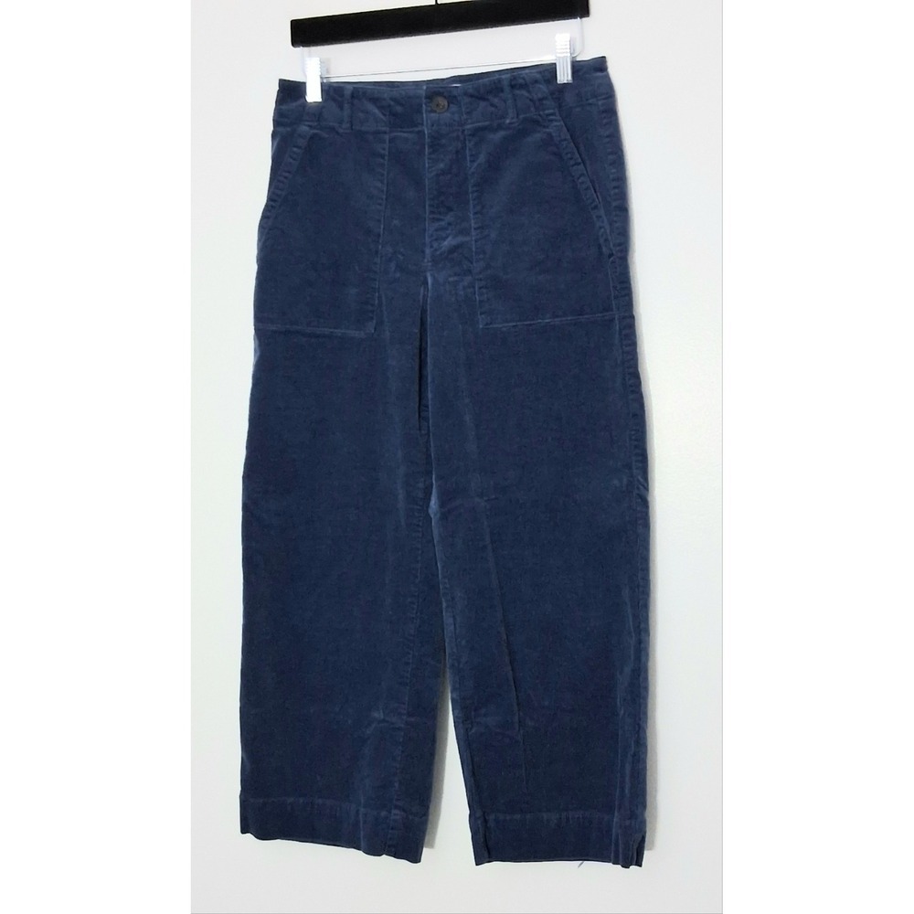 Loft Pants Womens Size 6 Blue High Rise Wide Leg Corduroy Pockets Ankle Preowned